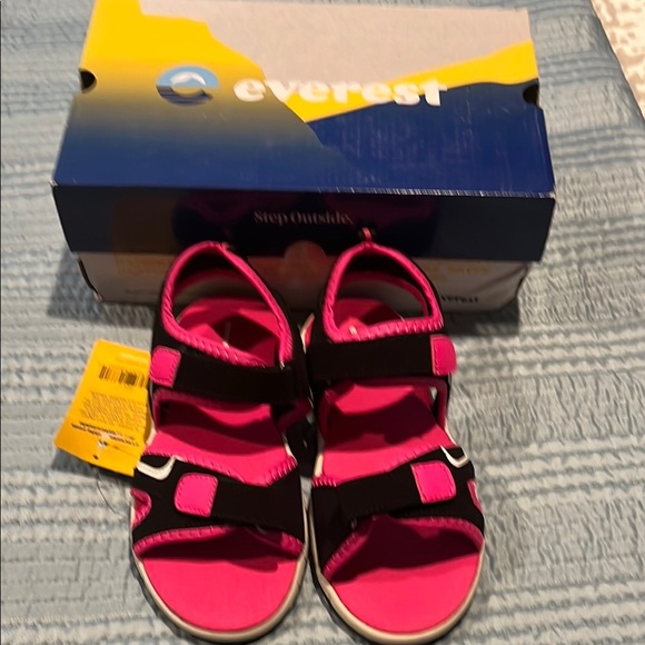 Sporty Pink and Black Sandals with Sturdy Soles - Picture 2 of 4